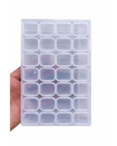 Şeffaf Boncuk Kutusu Organizer Kilitli Dikdörtgen - 28 Gözlü