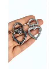 Yaylı Kanca Anahtarlık Çanta Askı Aparatı Kalp Antrasit 31x46mm - 1 Adet