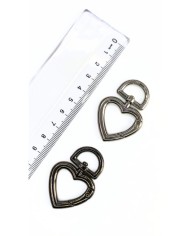 Yaylı Kanca Anahtarlık Çanta Askı Aparatı Kalp Antrasit 31x46mm - 1 Adet