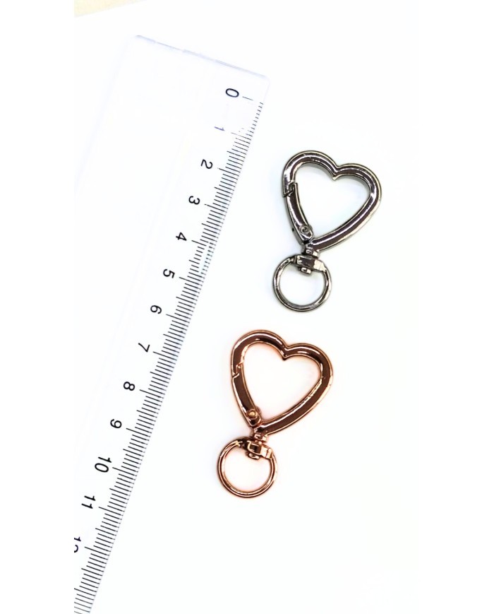 Yaylı Kanca Anahtarlık Çanta Askı Aparatı Kalp Nikel 26x40mm - 1 Adet