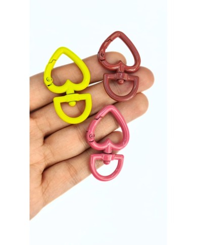 Yaylı Kanca Anahtarlık Çanta Askı Aparatı Kalp Sarı 27x45mm - 1 Adet