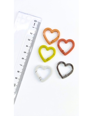 Yaylı Kanca Anahtarlık Çanta Askı Aparatı Kalp Turuncu 25x26mm - 1 Adet