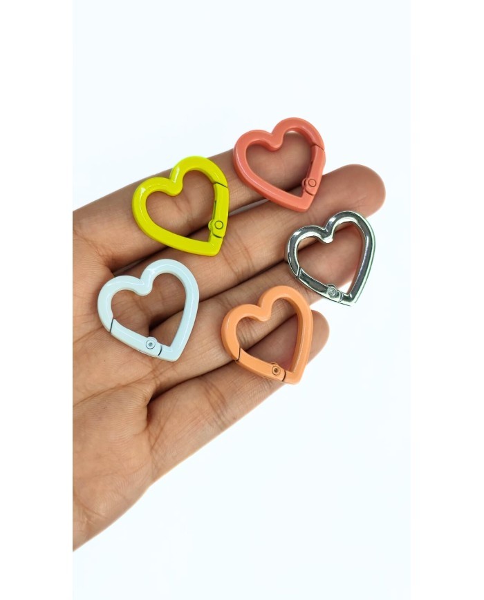 Yaylı Kanca Anahtarlık Çanta Askı Aparatı Kalp Nikel 25x26mm - 1 Adet