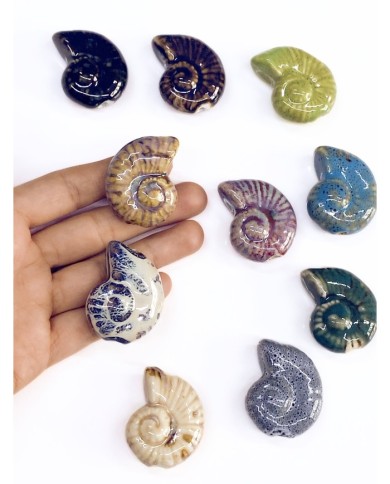 Seramik Boncuk Yeşil Salyangoz Kabuğu 37mm