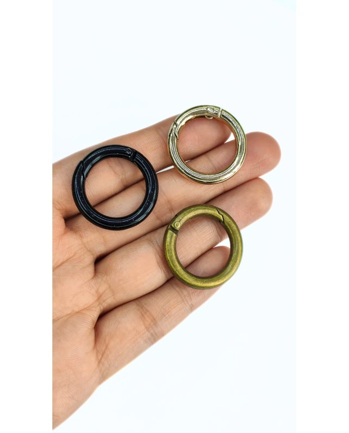 Yaylı Kanca Anahtarlık Çanta Askı Aparatı Yuvarlak Siyah 20x20mm - 1 Adet