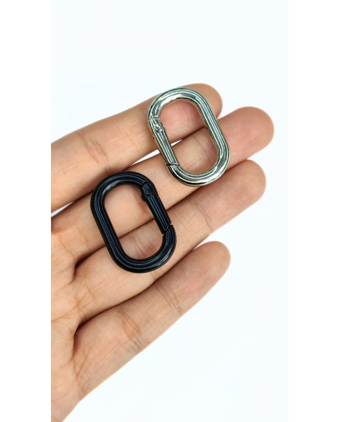 Yaylı Kanca Anahtarlık Çanta Askı Aparatı Oval Nikel 20x31mm - 1 Adet