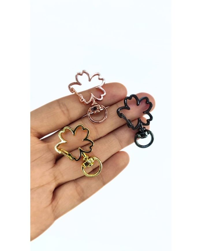 Yaylı Kanca Anahtarlık Çanta Askı Aparatı Yonca Sarı 22x35mm - 1 Adet