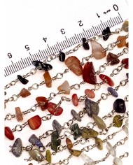 Doğal Kırık Taşlı Kuyumcu Zinciri Renkli Tel Sarma 4mm - 1m