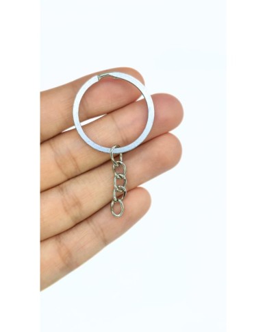 Yuvarlak Anahtarlık Halkası ve Uzatma Zinciri Nikel 25mm - 30 Adet