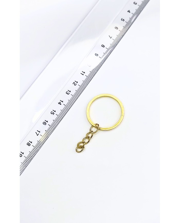 Yuvarlak Anahtarlık Halkası ve Uzatma Zinciri Sarı 21mm - 50 Adet