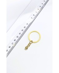 Yuvarlak Anahtarlık Halkası ve Uzatma Zinciri Sarı 21mm - 50 Adet
