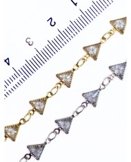 Zirkon Taşlı Kuyumcu Zinciri Altın Üçgen 6mm - 1m