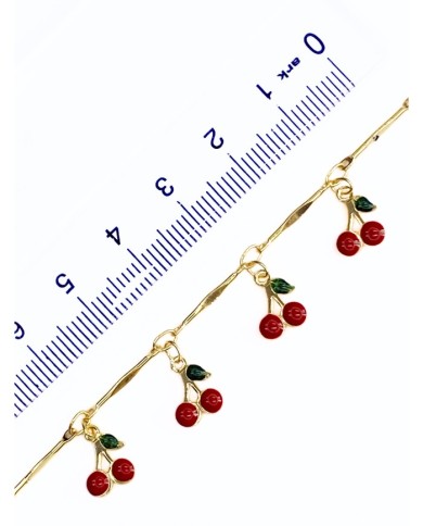 Mineli Sallantılı Kuyumcu Zinciri Altın Renkli Kiraz 7mm - 1m