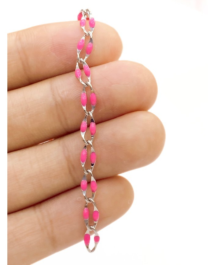 Mineli Sallantılı Kuyumcu Zinciri Altın Pembe 10mm - 1m