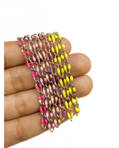 Mineli Sallantılı Kuyumcu Zinciri Altın Pembe 10mm - 1m