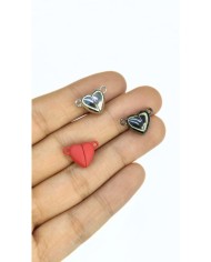 Mıknatıslı Kalp Kolye Bileklik Kilidi Kapama Kırmızı - 1 Adet